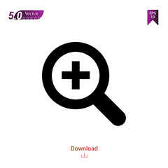 Outline Black zoom-in icon vector isolated on white background. Popular icons for 2019 year. ui-kit-collection. Graphic design, mobile application, logo, user interface. EPS 10 format vector