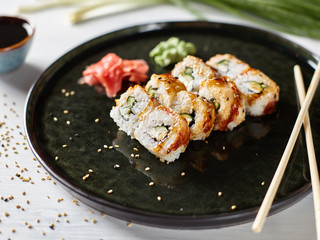 closeup of japanese rolls