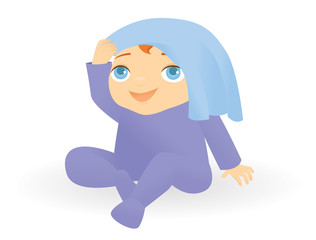 Baby playing peekaboo