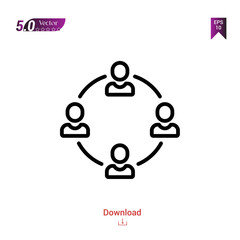 Outline Black workers icon vector isolated on white background. management. Graphic design, mobile application, logo, user interface. EPS 10 format vector