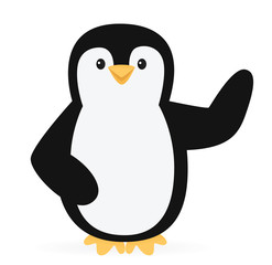 Illustration of a waving penguin