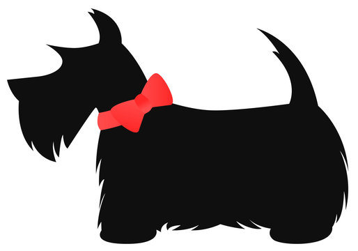 Scottie dog with red bow