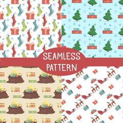 Seamless Patterns Set for Winter Holidays, Prints