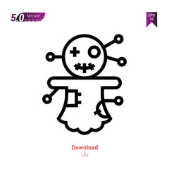  voodoo-doll halloween icon  icon vector isolated on white background.logo, halloween , Graphic design, mobile application, icons 2019 year, user interface. Editable stroke. EPS10 format