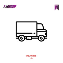 Outline Black truck  icon vector isolated on white background. management. Graphic design, mobile application, logo, user interface. EPS 10 format vector