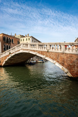 Fototapeta na wymiar Venice, the Ponte delle Guglie (bridge of the spires - 1580) over the Cannaregio canal of the Venetian lagoon. UNESCO world heritage site, Italy, Europe