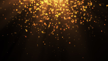 Fototapeta na wymiar New year 2020. Bokeh background. Lights abstract. Merry Christmas backdrop. Gold glitter light. Defocused particles. Isolated on black. Overlay. Golden color
