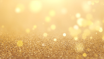 New year 2020. Bokeh background. Lights abstract. Merry Christmas backdrop. Gold glitter light. Defocused particles. Golden color