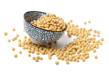 soy beans on white background.