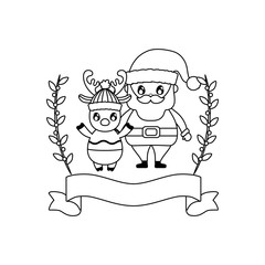 santa claus with reindeer on white background