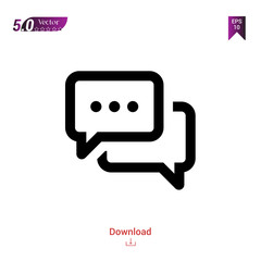 Outline Black speech-bubble icon vector isolated on white background. Popular icons for 2019 year. ui-kit-collection. Graphic design, mobile application, logo, user interface. EPS 10 format vector