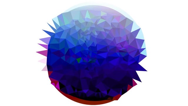 Isolated Abstract blue round shape with triangular peaks white background LOOP