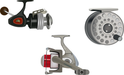 serie di mulinelli da pesca da filo e da corda