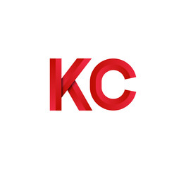 Initial two letter red 3D logo vector KC