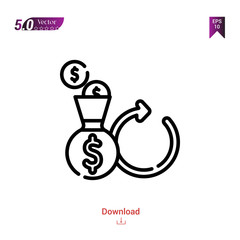 Outline repurchase  icon vector isolated on white background. Popular icons for 2019 year. marketing. Graphic design, mobile application, logo, user interface. EPS 10 format vector