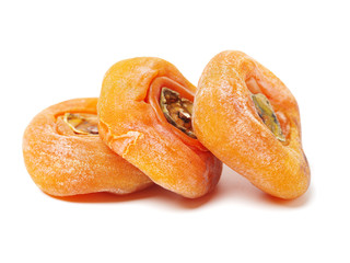 dried persimmon on white background 