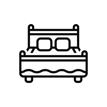 recommend clip art: Black line icon for bed bedstead