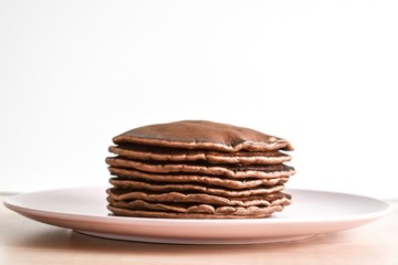 Chocolate pancake on a plate, Breakfast, morning routine