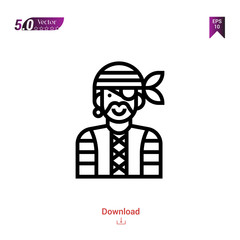 pirate game character vector . Best modern, simple, isolated, game, logo, flat icon for website design or mobile applications, UI / UX design vector format