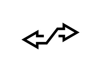 Direction arrow icon on a white background.