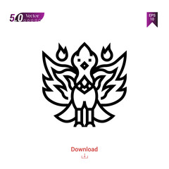 Outline  phoenix fantasy character icon isolated on white background. Popular icons for 2019 year. fantasy-character. Graphic design, mobile application, logo, user interface. EPS 10 format vector