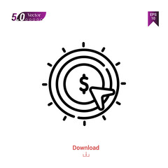 Outline pay-per-click icon vector isolated on white background. Popular icons for 2019 year. marketing. Graphic design, mobile application, logo, user interface. EPS 10 format vector