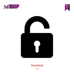 Outline Black padlock  icon vector isolated on white background. Popular icons for 2019 year. ui-kit-collection. Graphic design, mobile application, logo, user interface. EPS 10 format vector