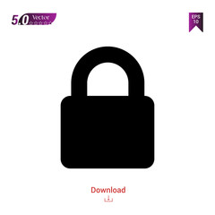 Outline Black padlock  icon vector isolated on white background. Popular icons for 2019 year. ui-kit-collection. Graphic design, mobile application, logo, user interface. EPS 10 format vector