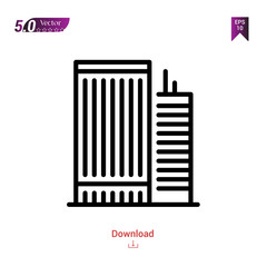 Outline Black office-building icon. office-building icon vector isolated on white background. management. Graphic design, mobile application, logo, user interface. EPS 10 format vector