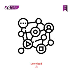 Outline network icon vector isolated on white background.social-media icon . Graphic design, mobile application, icons 2019 year, user interface. Editable stroke. EPS10 format