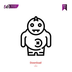 Outline monster fantasy character icon isolated on white background. Popular icons for 2019 year. fantasy-character. Graphic design, mobile application, logo, user interface. EPS 10 format vector