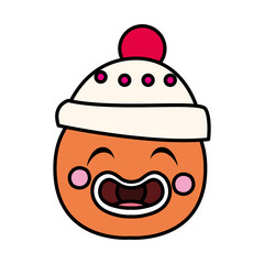 head of gingerbread man with hat in white background