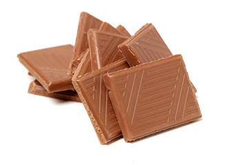 stack of chocolate on white background