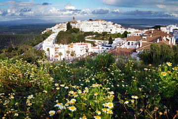 Fototapeta na wymiar Vista del pueblo de Vejer De La Frontera en primavera, Cádiz, Andalucía, España