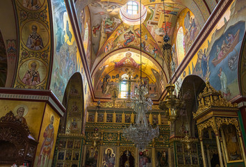 Fototapeta na wymiar The interior of the Greek Orthodox Monastery of the Transfiguration located on Mount Tavor near Nazareth in Israel