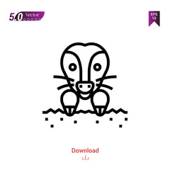Outline mole head icon vector isolated on white background .Logo . Graphic design, mobile application, icons 2019 year, user interface. Editable stroke. EPS10 format