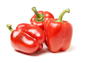 Red bell pepper peppers paprika paprikas vegetable food isolated on a white background