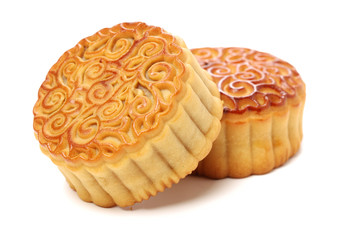 Mid-Autumn Festival moon cake on white background 