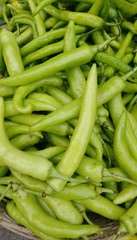 Spicy green chilly in basket