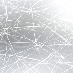White lines on shiny grey transition blur background. Plexus texture. Delicate crystal abstraction.