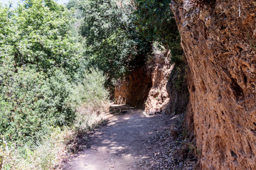 Path  passing through a wooded slope and descending to the Amud River