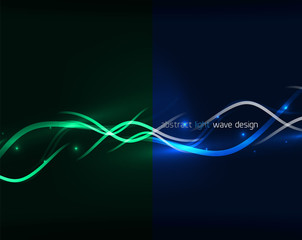 Glowing neon wave lines flowing motion background. Wave energy in black color, fractal design