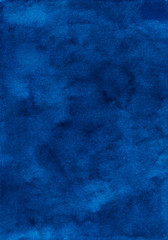 Watercolor deep blue background texture. Old elegant  backdrop