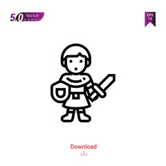 Outline knight fantasy character icon isolated on white background. Popular icons for 2019 year. fantasy-character. Graphic design, mobile application, logo, user interface. EPS 10 format vector
