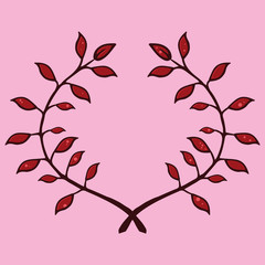Laurel branch icon. Vector illustration of a branch with leaves. Hand drawn crossed laurel branches with leaves.