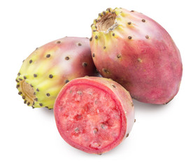 Prickly pears or opuntia fruits on white background. Clipping path.