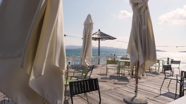 parasols and chairs at the croatian beach