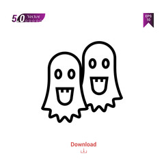 ghosts halloween icon  icon vector isolated on white background.logo, halloween , Graphic design, mobile application, icons 2019 year, user interface. Editable stroke. EPS10 format