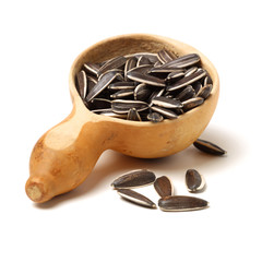 Sunflower seeds on white background