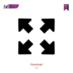 Outline Black full-screen  icon vector isolated on white background. Popular icons for 2019 year. ui-kit-collection. Graphic design, mobile application, logo, user interface. EPS 10 format vector